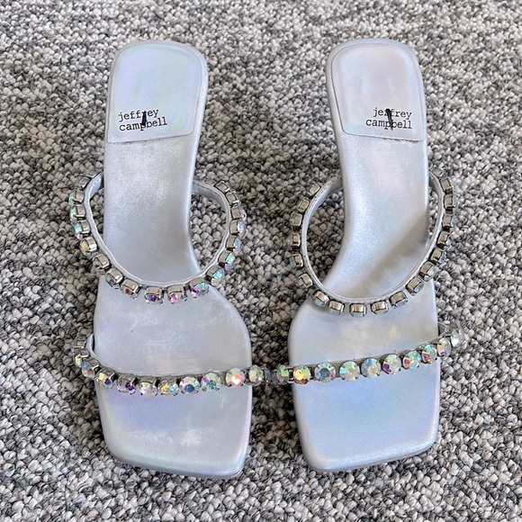 Women’s Jeffrey Campbell silver rhinestone sandals-Size 8 - Picture 1 of 4